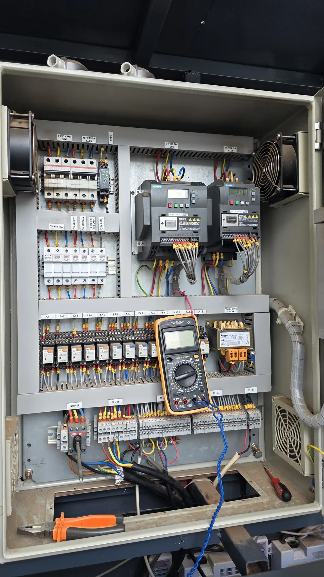 Control panel inspection with digital metering